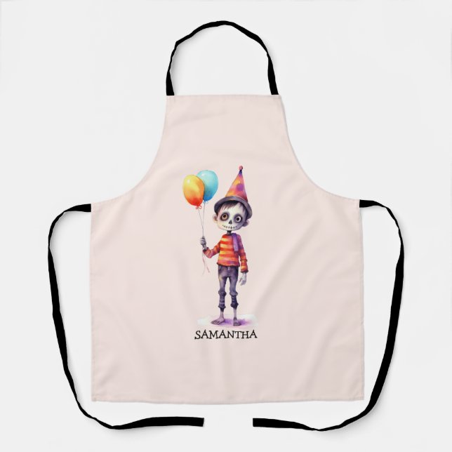 Personalized Cute Kid Zombie Halloween Apron (Front)
