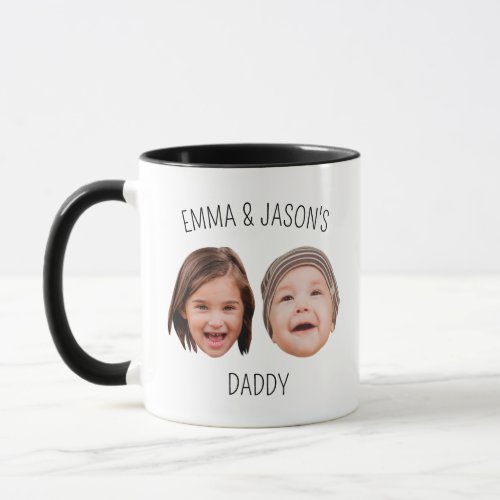Personalized Cute Kids Baby Face 2 Photo For Dad Mug
