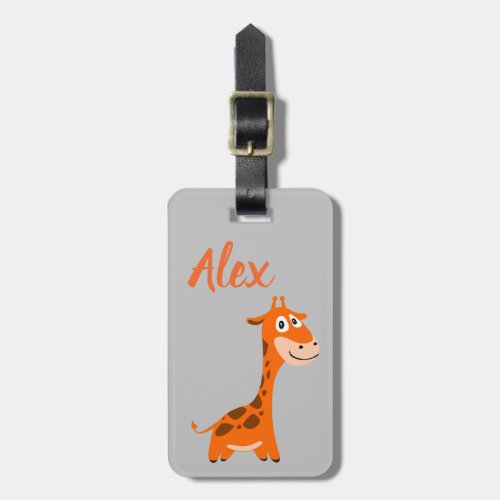 Personalized Cute Kids Giraffe Jungle luggage tag