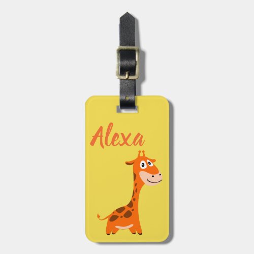 Personalized Cute Kids Giraffe Jungle luggage tag