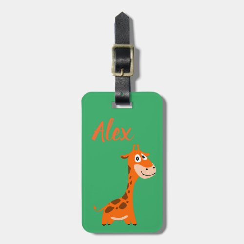 Personalized Cute Kids Giraffe Jungle luggage tag