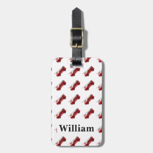 Personalized Cute Kids Red Firetruck luggage tag