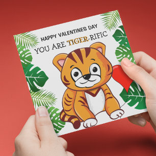Personalized Cute Kids Tiger-rific Valentines Day Holiday Card