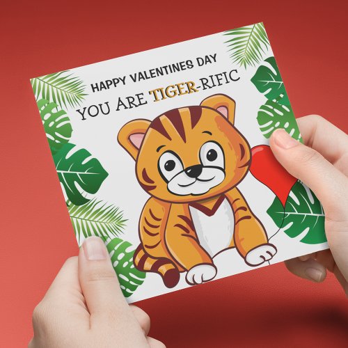 Personalized Cute Kids Tiger_rific Valentines Day Holiday Card
