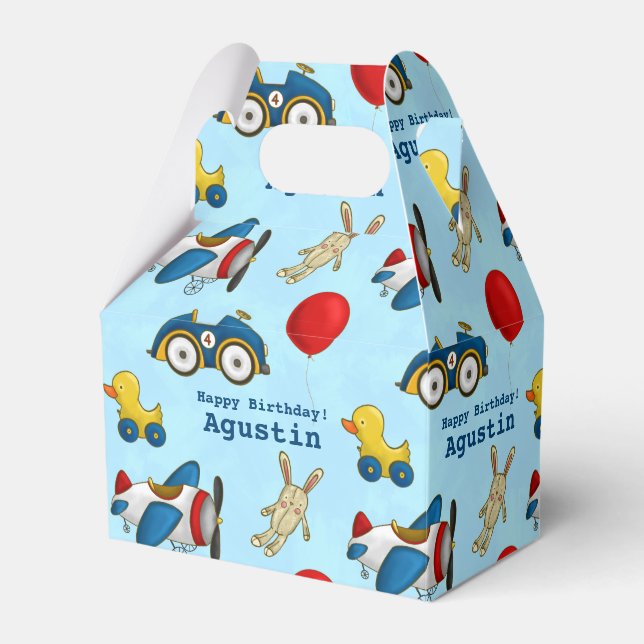 Personalized Cute Kids Toys Pattern Favor Boxes (Front Side)
