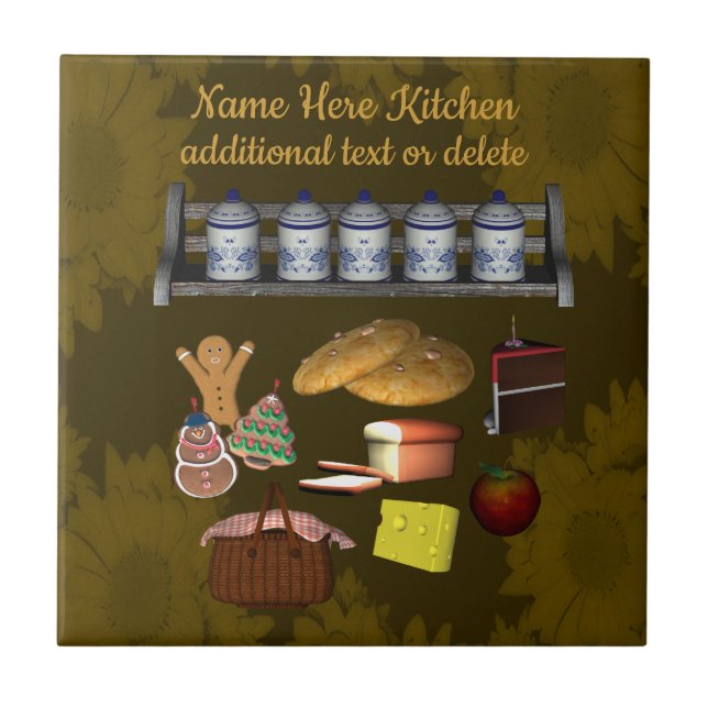 Personalized Cute Kitchen Design Ceramic Tile (Front)