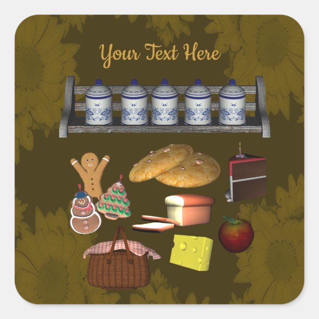 Personalized Cute Kitchen Design    Square Sticker (Front)