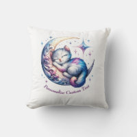 Personalized Cute Kitten Sleeping on a Half Moon