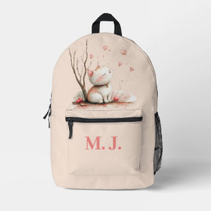 Personalized Cute Kitten with Hearts" Kids School Printed Backpack