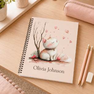 Personalized Cute Kitten with Hearts Notebook