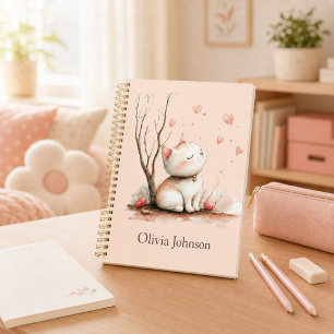 Personalized Cute Kitten with Hearts Planner