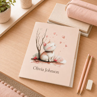 Personalized Cute Kitten with Hearts Pocket Folder