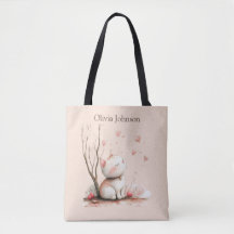 Personalized Cute Kitten with Hearts Tote Bag