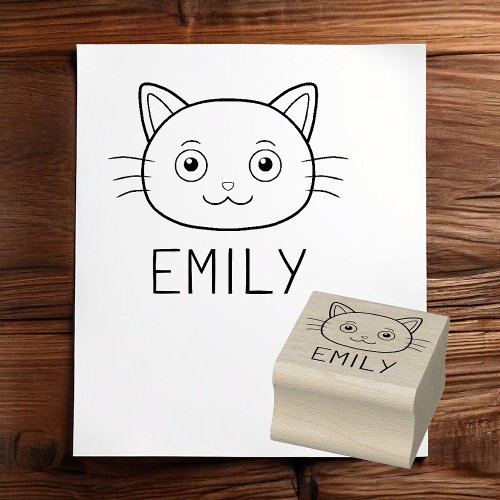 Personalized Cute Kitten with Name Mini Stamp
