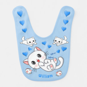 Personalized Cute Kittens and Mice Baby Bib