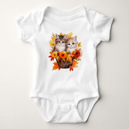 Personalized Cute Kittens Cats in Basket Baby Bodysuit