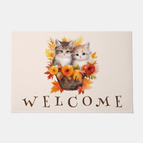 Personalized Cute Kittens Cats in Basket Doormat