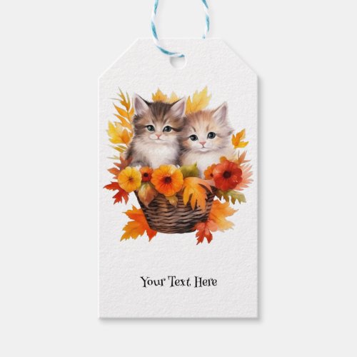 Personalized Cute Kittens Cats in Basket Gift Tags