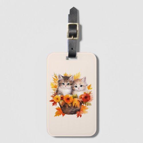Personalized Cute Kittens Cats in Basket Luggage Tag