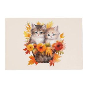 Personalized Cute Kittens Cats in Basket Placemat
