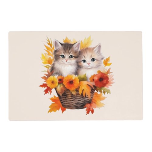 Personalized Cute Kittens Cats in Basket Placemat