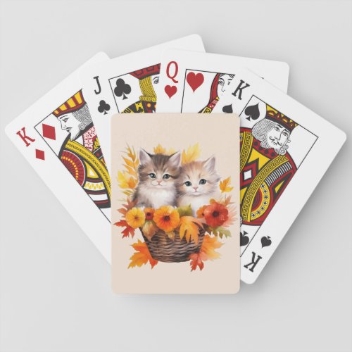 Personalized Cute Kittens Cats in Basket Playing Cards