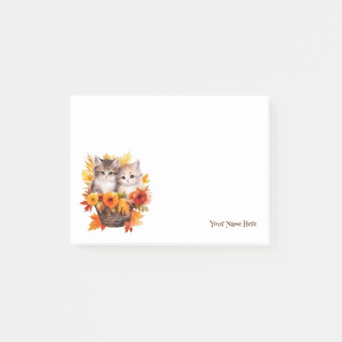 Personalized Cute Kittens Cats in Basket Post_it Notes