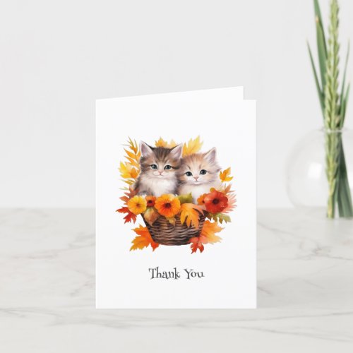 Personalized Cute Kittens Cats in Basket Thank You Card