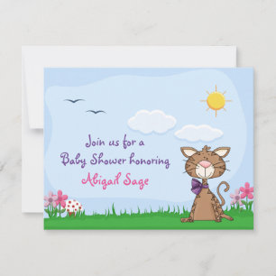 Personalized Cute Kitty Cat Baby Shower Invitation