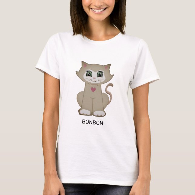 Personalized Cute Kitty Cat T-Shirt (Front)