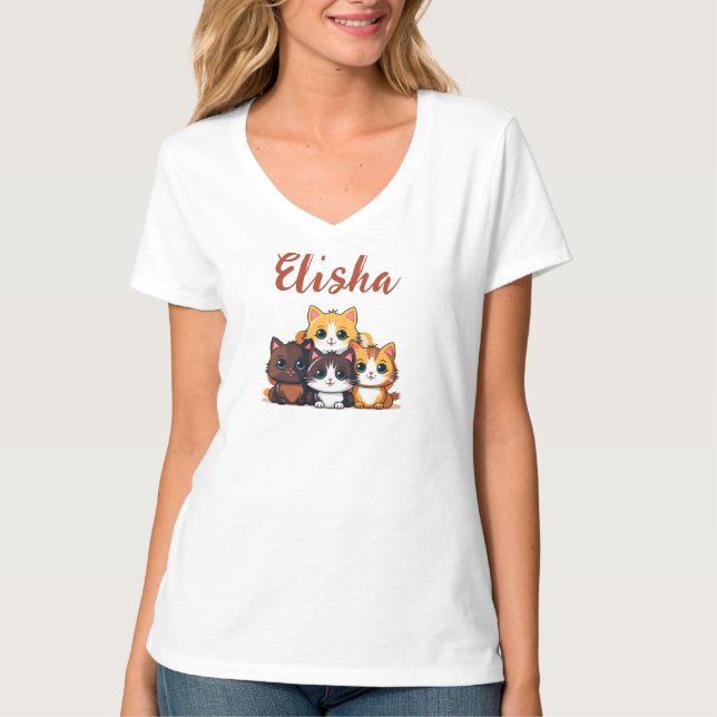 Personalized Cute Kitty Lover Pink Crop Top (Front)