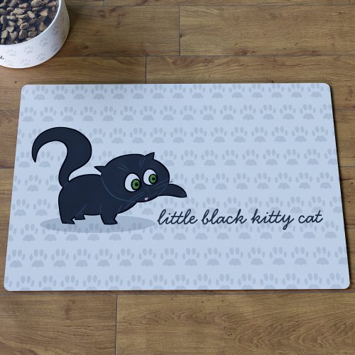 Personalized Cute Kitty Name Black Cat Placemat