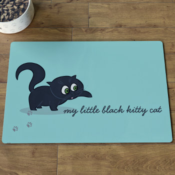 Personalized Cute Kitty Name Teal Cat Placemat by blackcatlove at Zazzle