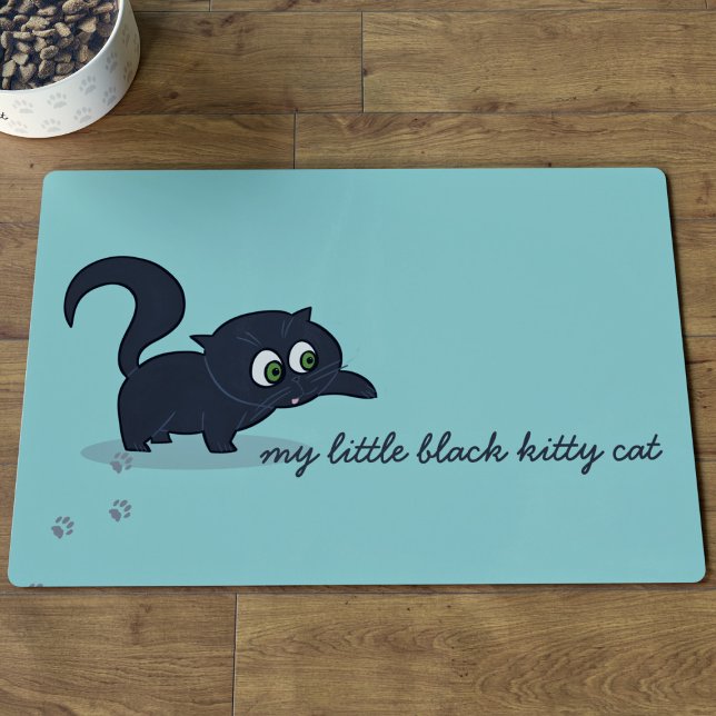 Personalized Cute Kitty Name Teal Cat Placemat (Creator Uploaded)