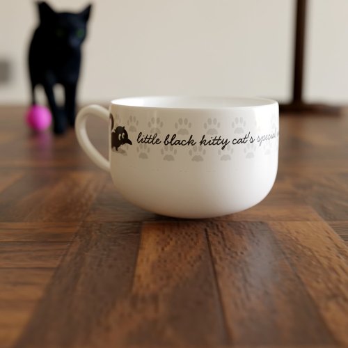 Personalized Cute Kitty Paws Cat Name Soup Mug