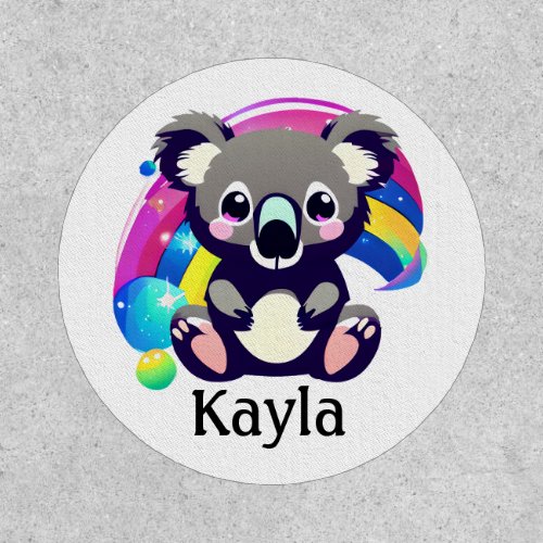 Personalized Cute Koala Bear and Rainbow  Patch