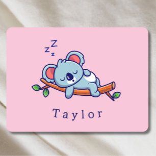 Personalized Cute Koala Bear Baby Girl Blanket