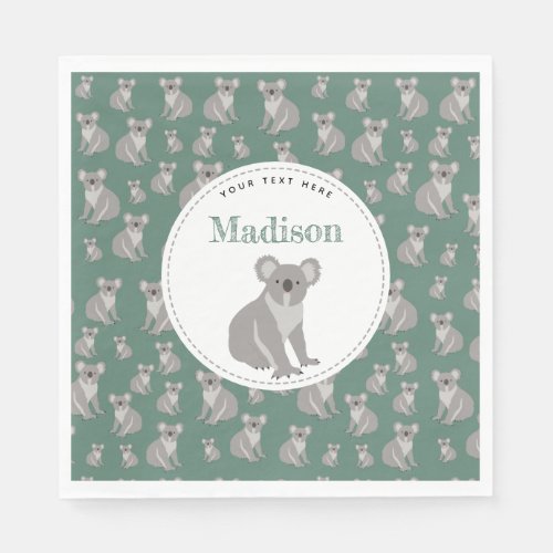 Personalized Cute Koala Pattern   Napkins