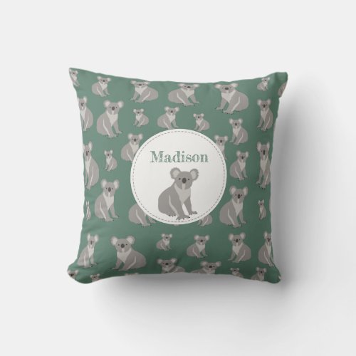 Personalized Cute Koala Pattern   Throw Pillow