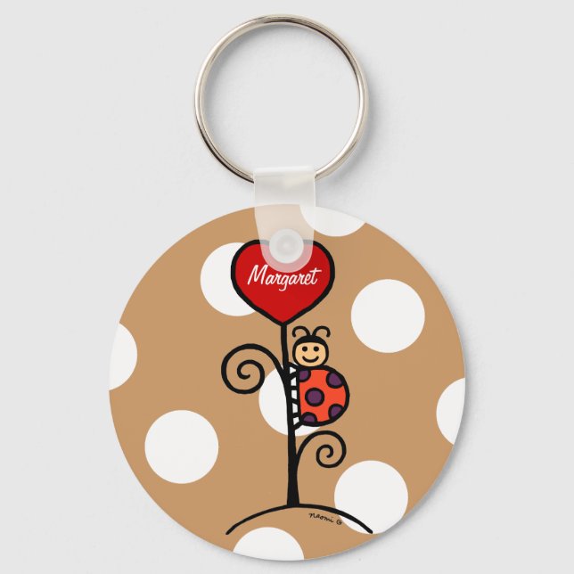 Personalized Cute LadyBug drawing Keychain (Front)