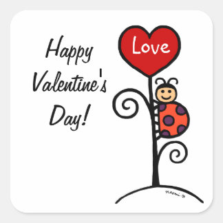 Personalized Cute LadyBug drawing Square Sticker