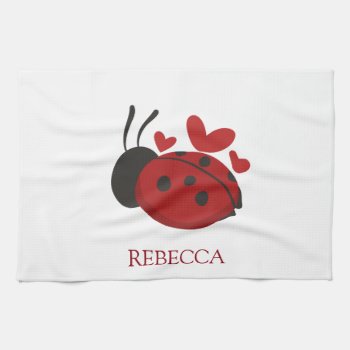 Personalized Cute Ladybug Kitchen Towel by PersonalizationShop at Zazzle