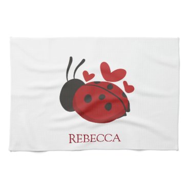 personalized cute ladybug kitchen towel