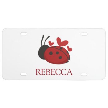 Personalized Cute Ladybug License Plate by PersonalizationShop at Zazzle