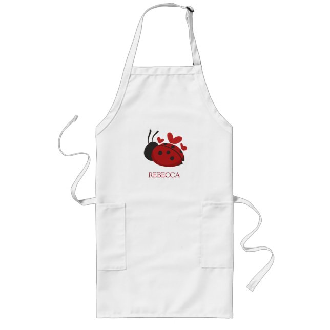 personalized cute ladybug long apron (Front)