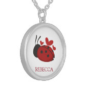 personalized cute ladybug silver plated necklace (Front Left)