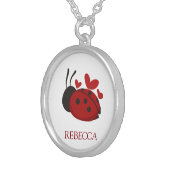 personalized cute ladybug silver plated necklace (Front Right)