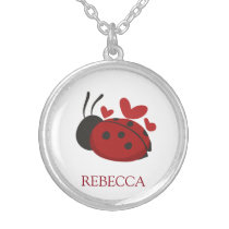 personalized cute ladybug silver plated necklace