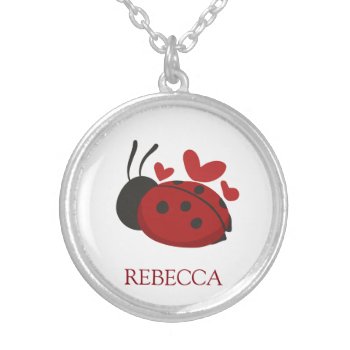 Personalized Cute Ladybug Silver Plated Necklace by PersonalizationShop at Zazzle
