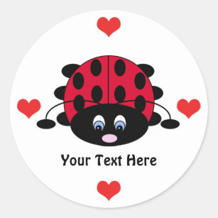Personalized Cute Ladybug with Hearts Stickers